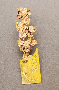 Metal Kitap Ayracı - Kahverengi Kelebek Desenli (MA07)