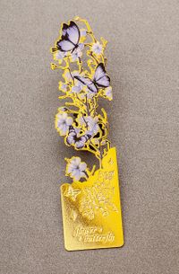 Metal Kitap Ayracı - Mavi Kelebek Desenli (MA08)