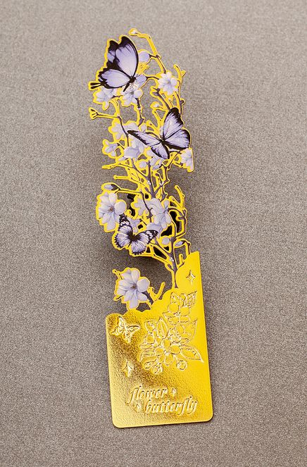 Metal Kitap Ayracı - Mavi Kelebek Desenli (MA08)