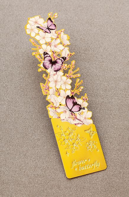 Metal Kitap Ayracı - Eflatun Kelebek Desenli (MA05)