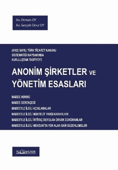 Anonim Şirketler ve Yönetim Esasları