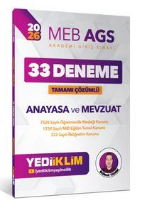 2026 MEB AGS Anayasa ve Mevzuat Tamamı Çözümlü 33 Deneme 