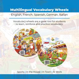 Kelime Çarkları Seti - 5 Dilde Temel Kelimeler (İngilizce, Almanca, İspanyolca, Fransızca, İtalyanca) Multilingual Vocabulary Wheels