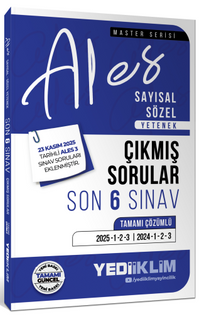 2026 ALES  Sayısal Sözel Yetenek Tamamı Çözümlü Son 6 Sınav Çıkmış Sorular (23 Kasım 2025 Ales-3 Ekli)