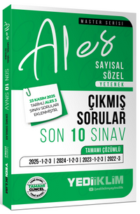 2026 ALES  Sayısal Sözel Yetenek Tamamı Çözümlü Son 10 Sınav Çıkmış Sorular (23 Kasım 2025 Ales-3 Ekli)