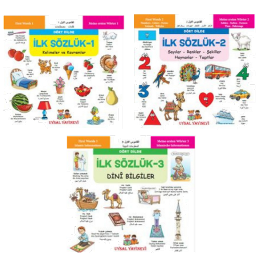 Minikler İçin Dört Dilde Resimli İlk Sözlük Seti (3 Kitap)