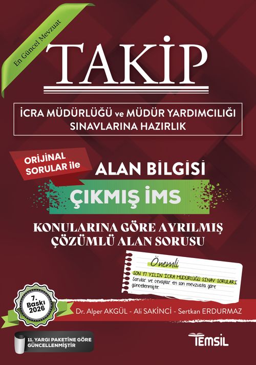 Takip İcra Müdürlüğü Alan Bilgisi Çıkmış Soru Bankası