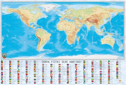 Harita Serisi - Dünya Fiziki Ülke Haritası Ahşap 2000 Parça (HR53-MM)