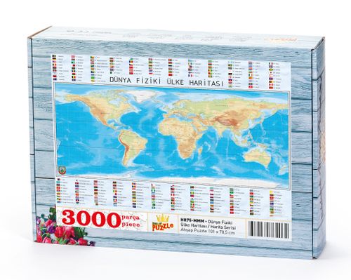 Harita Serisi - Dünya Fiziki Ülke Haritası 3000 Parça (HR75-MMM