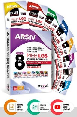 Son 8 Yıl 8. Sınıf Arşiv Serisi LGS Tıpkı Basım Fasikül Fasikül Çıkmış Sorular Tamamı Video Çözümlü