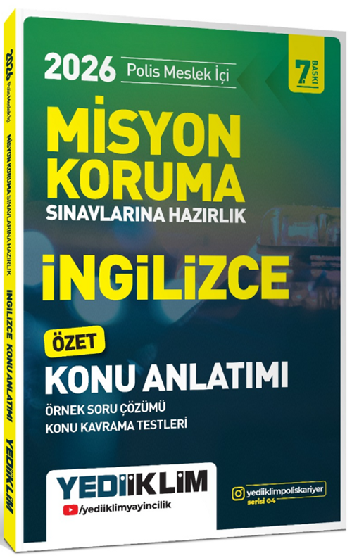2026 Polis Meslek İçi Misyon Koruma Sınavlarına Hazırlık İngilizce Konu Anlatımlı Soru Bankası