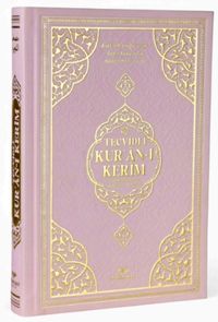 Orta Boy Bilgisayar Hattı Arapça Tepe Varaklı Termo Deri Tecvidli Kuran-ı Kerim - Pembe