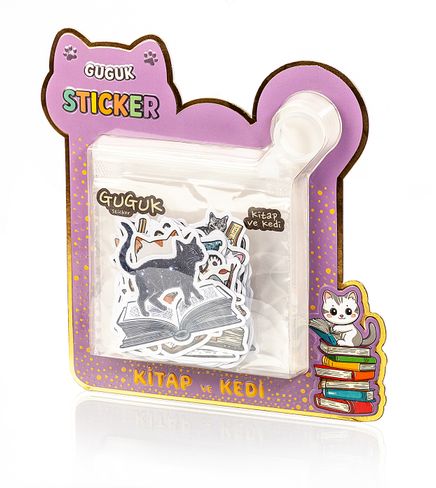 Kitap ve Kedi Holografik Sticker Seti