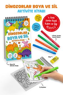 Dinozorlar / Boya ve Sil Aktivite Kitabı / 3 Yaş +