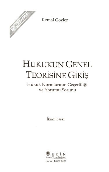 Hukukun Genel Teorisine Giriş (Kemal Gözler) Fiyatı, Yorumları