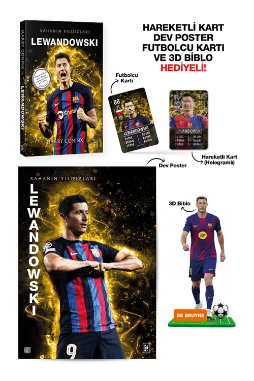 Lewandowski - Sahanın Yıldızları - 3D Biblo, Hareketli Kart, Dev Poster ve Futbolcu Kartı Hediyeli!