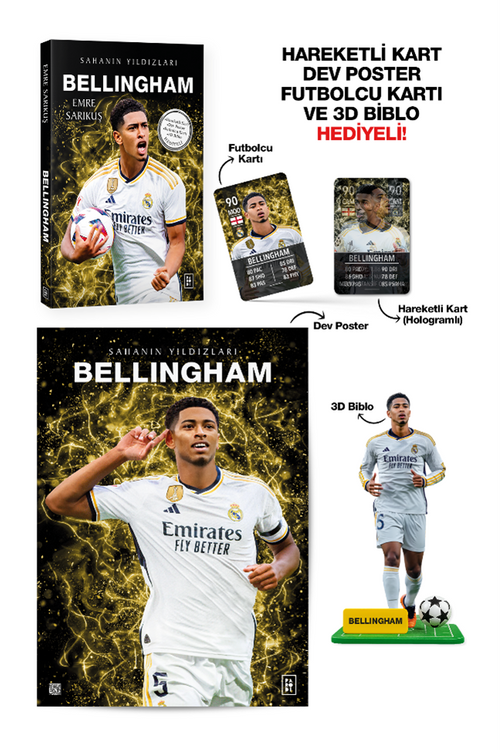 Bellingham - Sahanın Yıldızları - 3D Biblo, Hareketli Kart, Dev Poster ve Futbolcu Kartı Hediyeli!