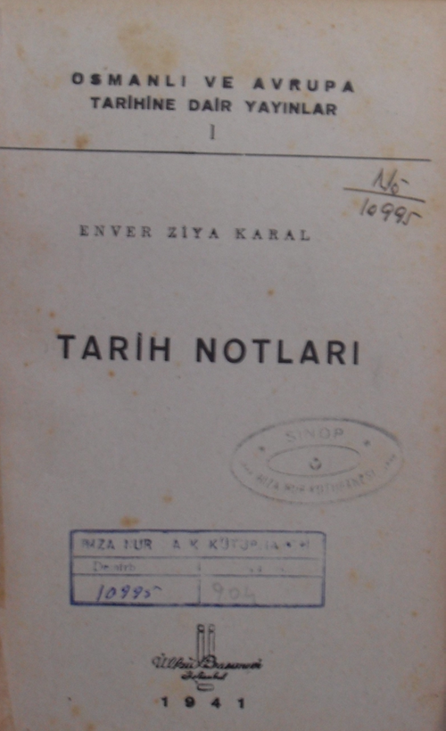 Tarih Notları / Osmanlı ve Avrupa Tarihine Dair Yayınlar I / 13-B-21