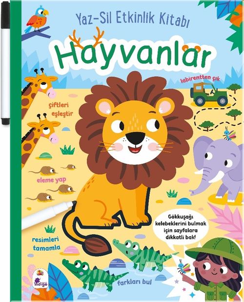 Yaz-Sil Etkinlik Kitabı Hayvanlar (Kalemli)
