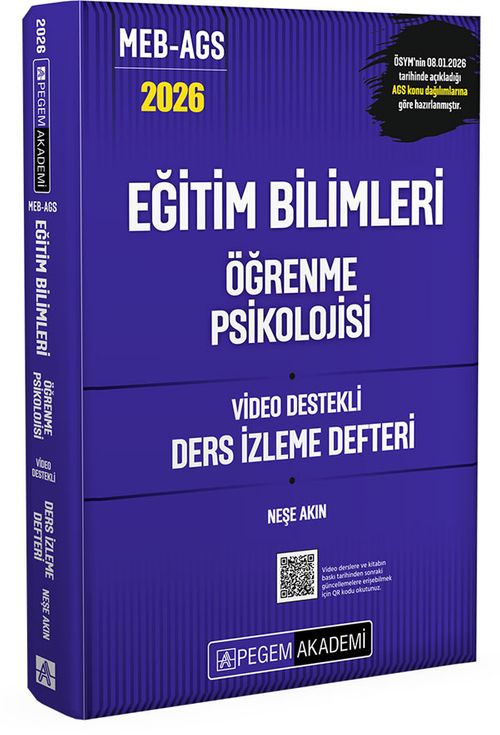 2026 MEB AGS Eğitim Bilimleri Öğrenme Psikolojisi Video Destekli Ders İzleme Defteri