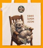 Askılı Bez Çanta - Bal Porsuğu - Kahve İçmem Lazım