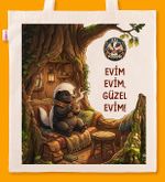 Askılı Bez Çanta - Bal Porsuğu - Evim Evim, Güzel Evim