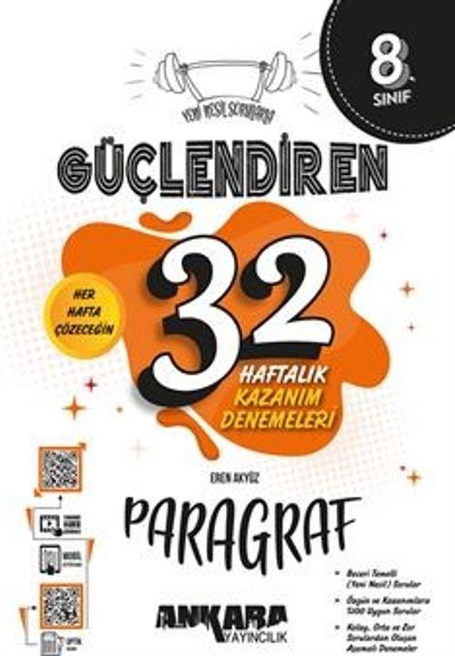 8. Sınıf Güçlendiren 32 Haftalık Paragraf Kazanım Denemeleri (Video Çözümlü)