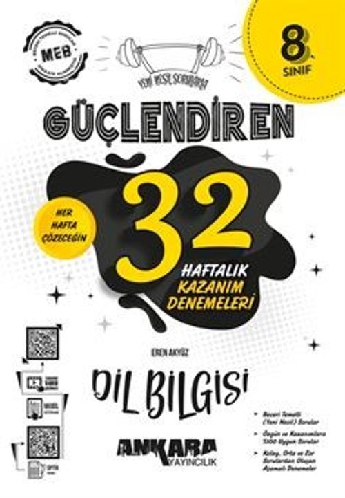 8. Sınıf Güçlendiren 32 Haftalık Dil Bilgisi Kazanım Denemeleri (Video Çözümlü)