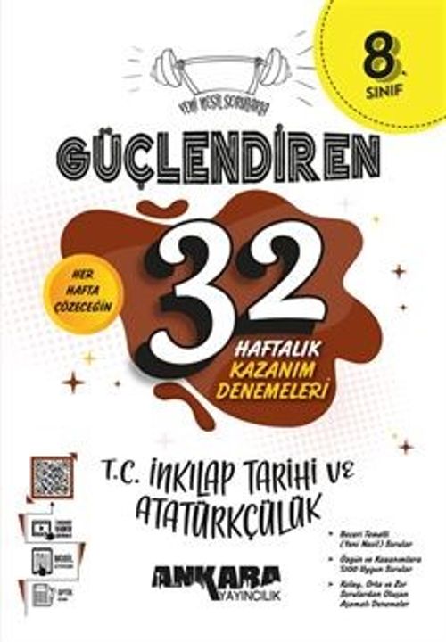 8. Sınıf Güçlendiren 32 Haftalık T.C İnkılap Tarihi ve Atatürkçülük Kazanım Denemeleri (Video Çözümlü)