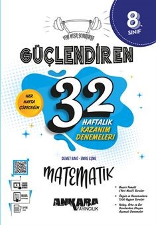8. Sınıf Güçlendiren 32 Haftalık Matematik Kazanım Denemeleri (Video Çözümlü)