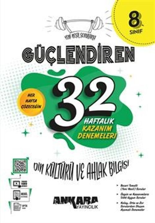 8. Sınıf Güçlendiren 32 Haftalık Din Kültürü ve Ahlak Bilgisi Kazanım Denemeleri (Video Çözümlü)