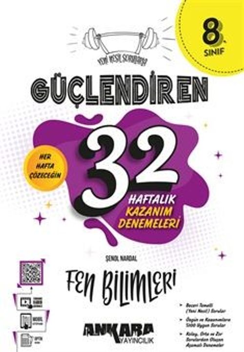 8. Sınıf Güçlendiren 32 Haftalık Fen Bilimleri Kazanım Denemeleri (Video Çözümlü)