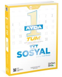1 Ayda Tüm TYT Sosyal Soru Bankası (Video Çözümlü, ÖSYM Tarzında Hazırlanmış) / Tarih, Coğrafya, Felsefe, Din Kültürü