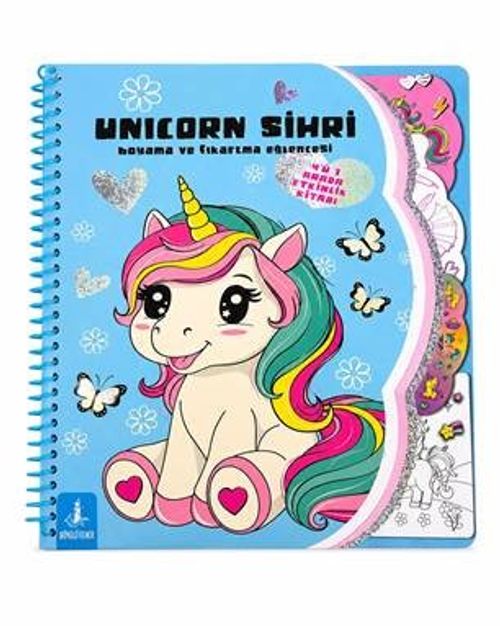 Unicorn Sihri Boyama ve Çıkartma Eğlencesi (Spiralli)
