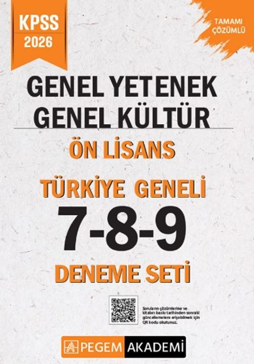 2026 KPSS Genel Yetenek Genel Kültür Lise-Ön Lisans Tamamı Çözümlü Türkiye Geneli 7-8-9 (3'lü Deneme Seti)