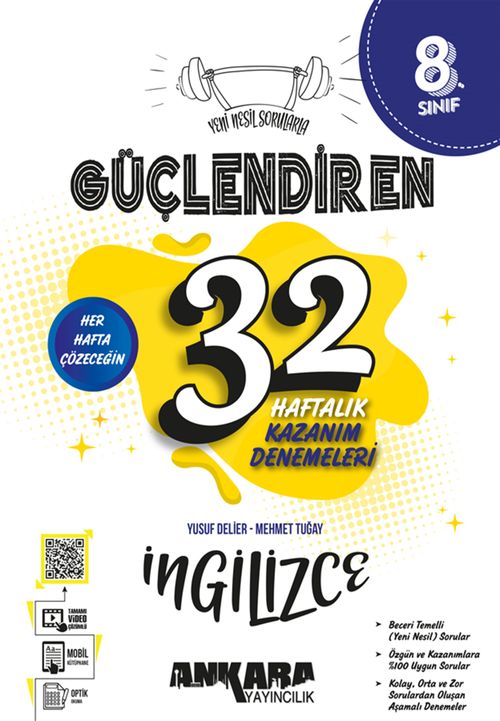 8. Sınıf Güçlendiren 32 Haftalık İngilizce Kazanım Denemeleri (Video Çözümlü)