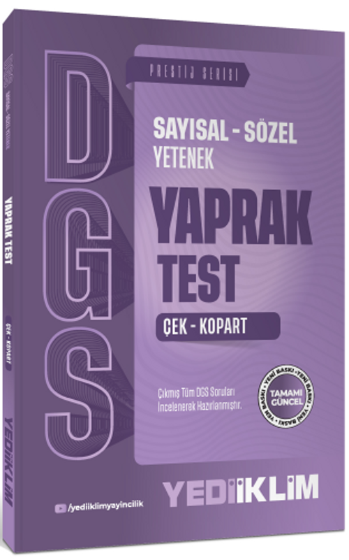 2027 DGS Sayısal - Sözel Yetenek Çek Kopart Yaprak Test