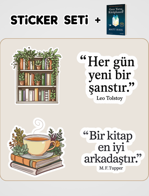 Gece Yarısı Kütüphanesi Kitabı ve Sticker Seti