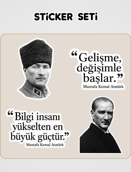 Atatürk Sticker Seti 9.90 TL - Tıkla ve Keşfet