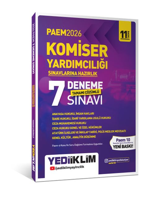 PAEM Komiser Yardımcılığı Sınavlarına Hazırlık Tamamı Çözümlü 7 Deneme Sınavı