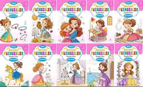 Sevimli Prensesler Boyama Kitabı (10 ‘Lu Set)