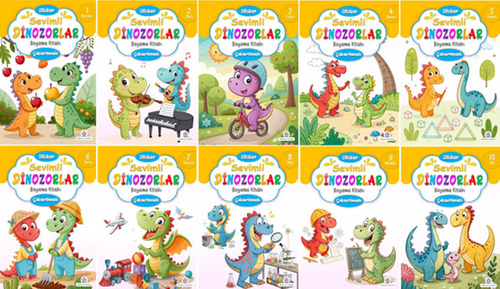Sevimli Dinozorlar Boyama Kitabı (10 ‘Lu Set)