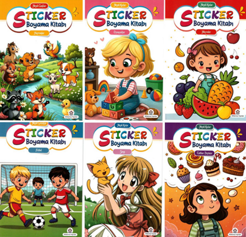 Neşeli Sticker Boyama Kitabı (6'lı Set)