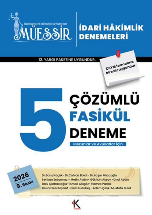 Müessir İdari Hakimlik Denemeleri-2025 Çözümlü 5 Deneme