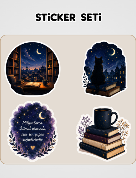 Gece Yarısı Kütüphanesi Sticker Seti 9.90 TL - Tıkla ve Keşfet