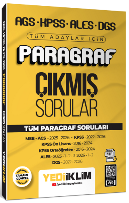 AGS  KPSS ALES DGS Tüm Adaylar İçin Paragraf Tamamı PDF Çözümlü Çıkmış Sorular