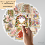 Kitap ve Çiçekler Sticker Seti