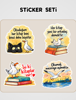 Martıya Uçmayı Öğreten Kedi Sticker Seti