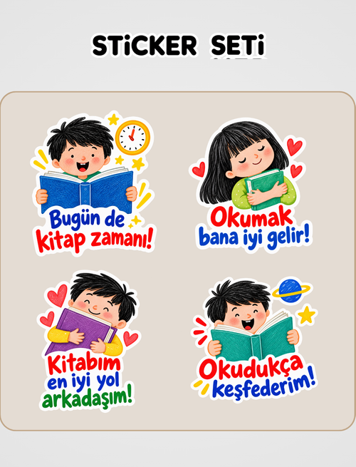 Ödev Yapmayı Sevmeyen Çocuk Sticker Seti