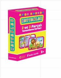 Okul Öncesi Hayvanlar 2 ve 3 Parçalı Tamamlama Kartları (Eğitici Flash Card)